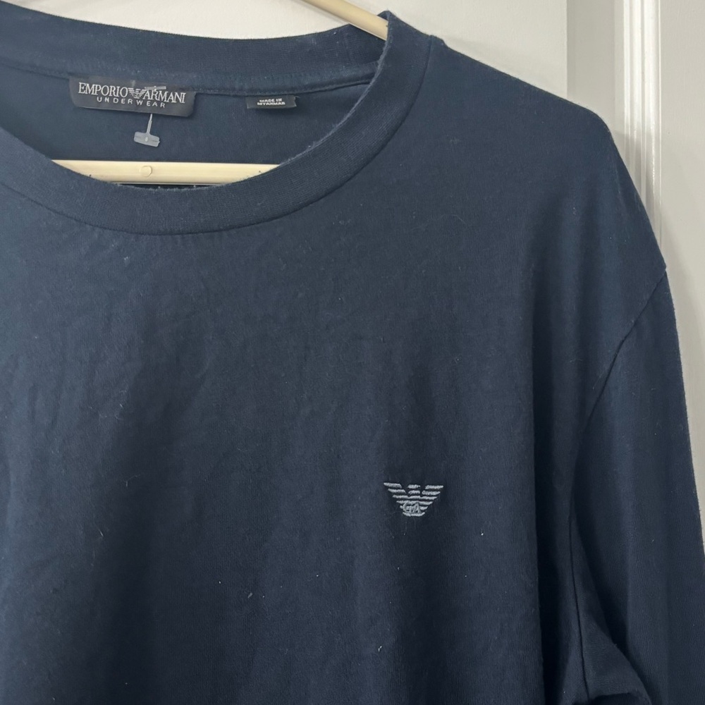 Emporio Armani Men's Dark Blue Long Sleeve Tee - Picture 4 of 5